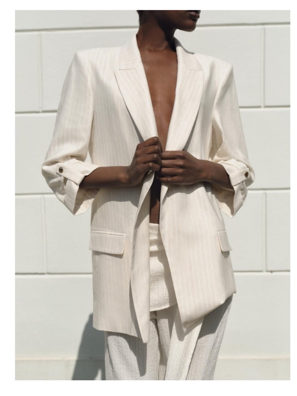NWT Zara stripped blazer rolled up sleeve